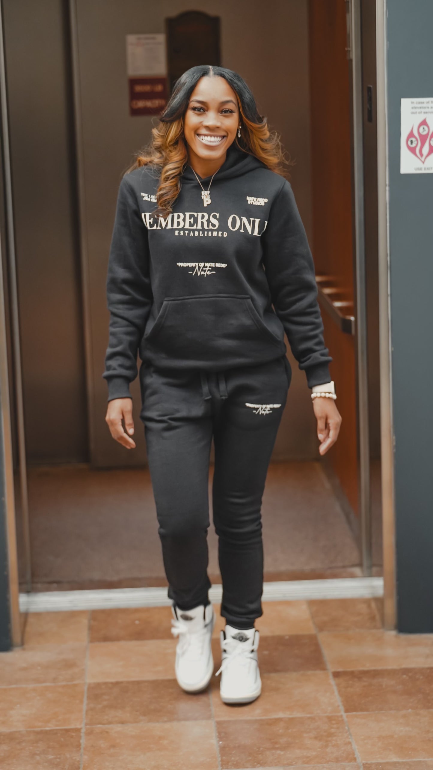 Black Women’s Crewneck Jogger Set