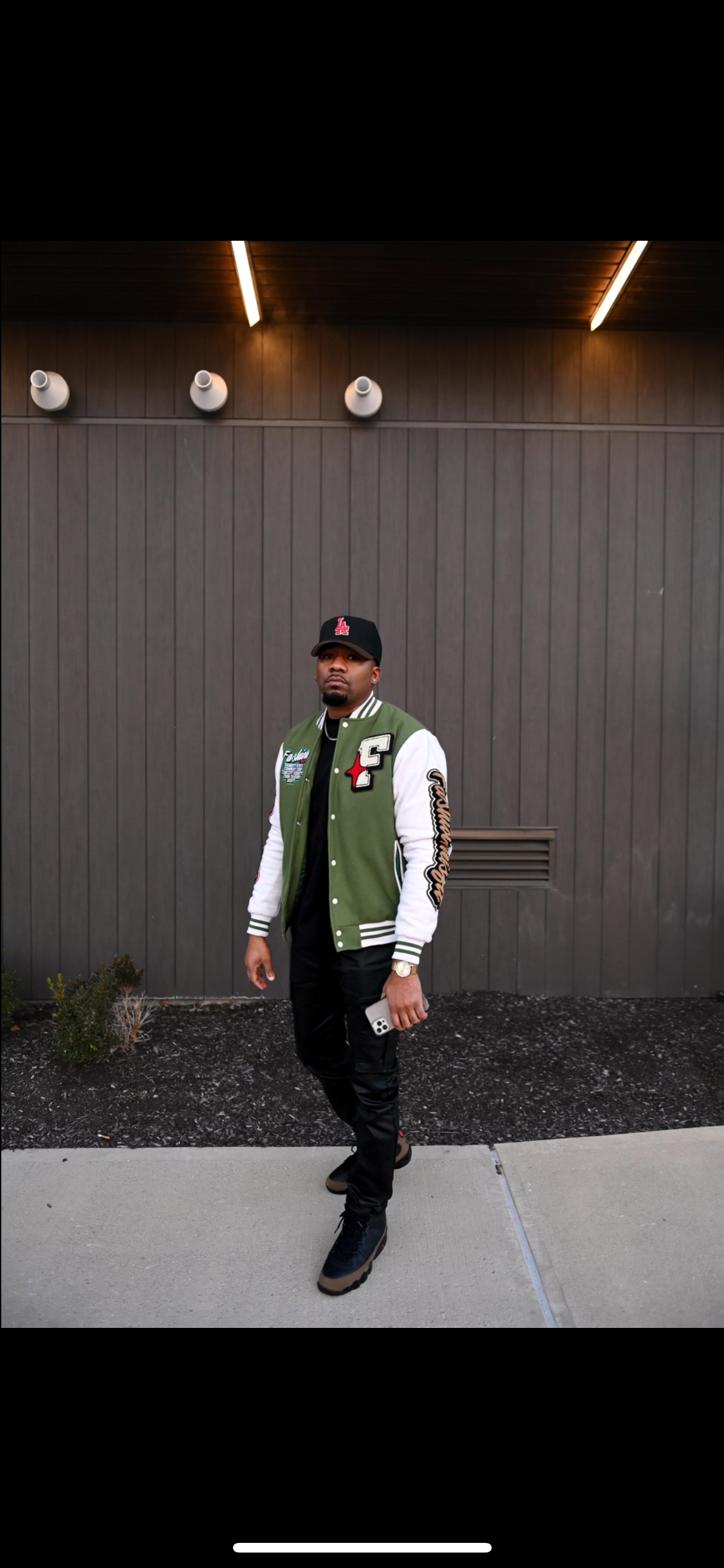 Green and White Fashion Misfit Varsity Jacket