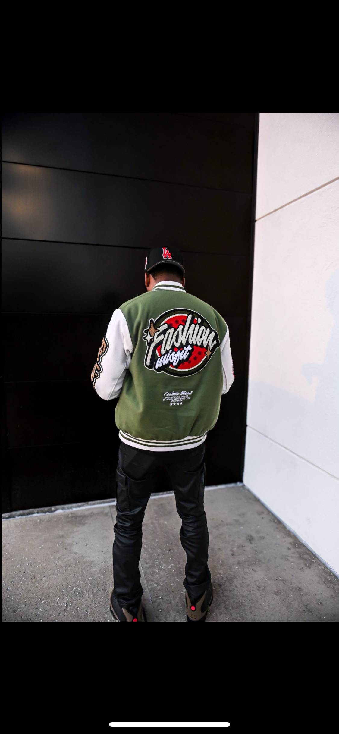 Green and White Fashion Misfit Varsity Jacket