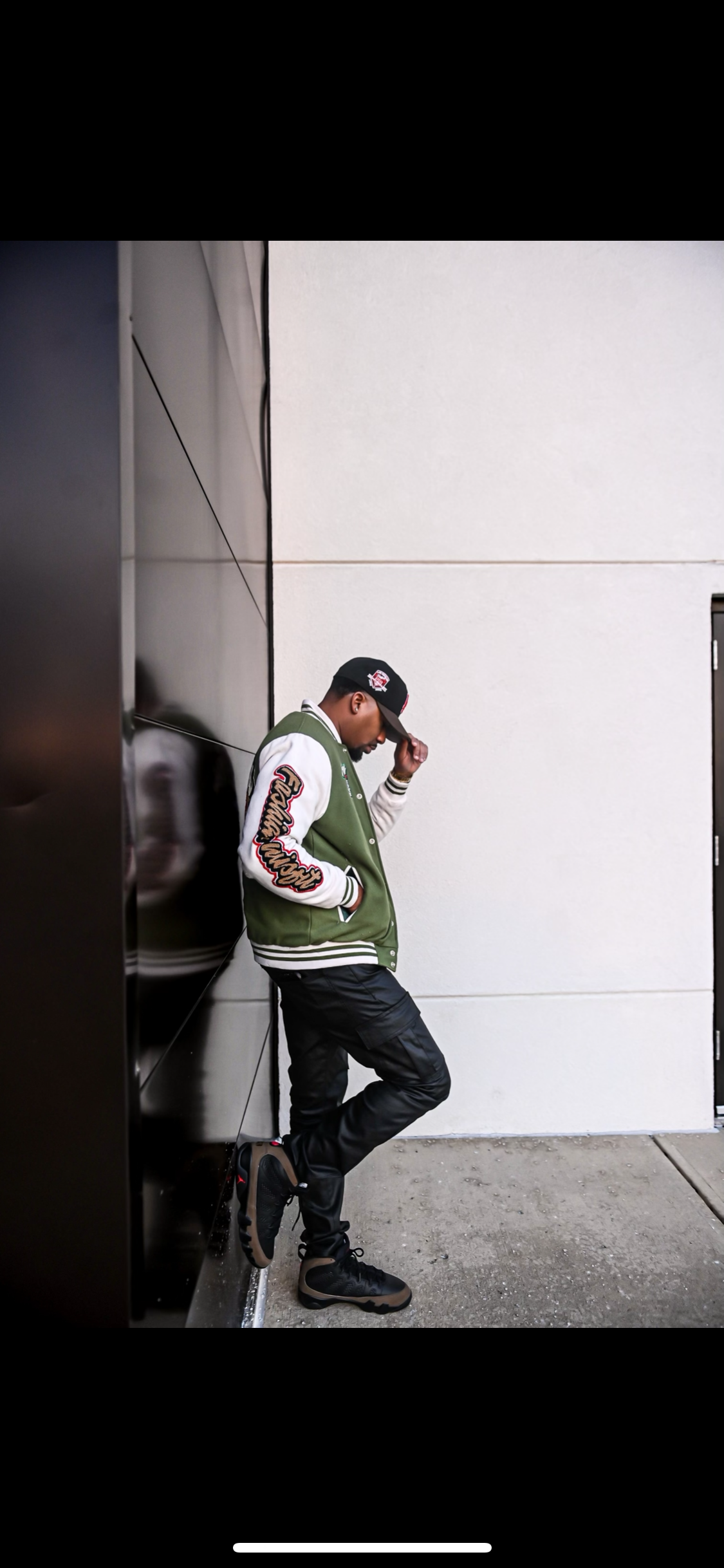 Green and White Fashion Misfit Varsity Jacket